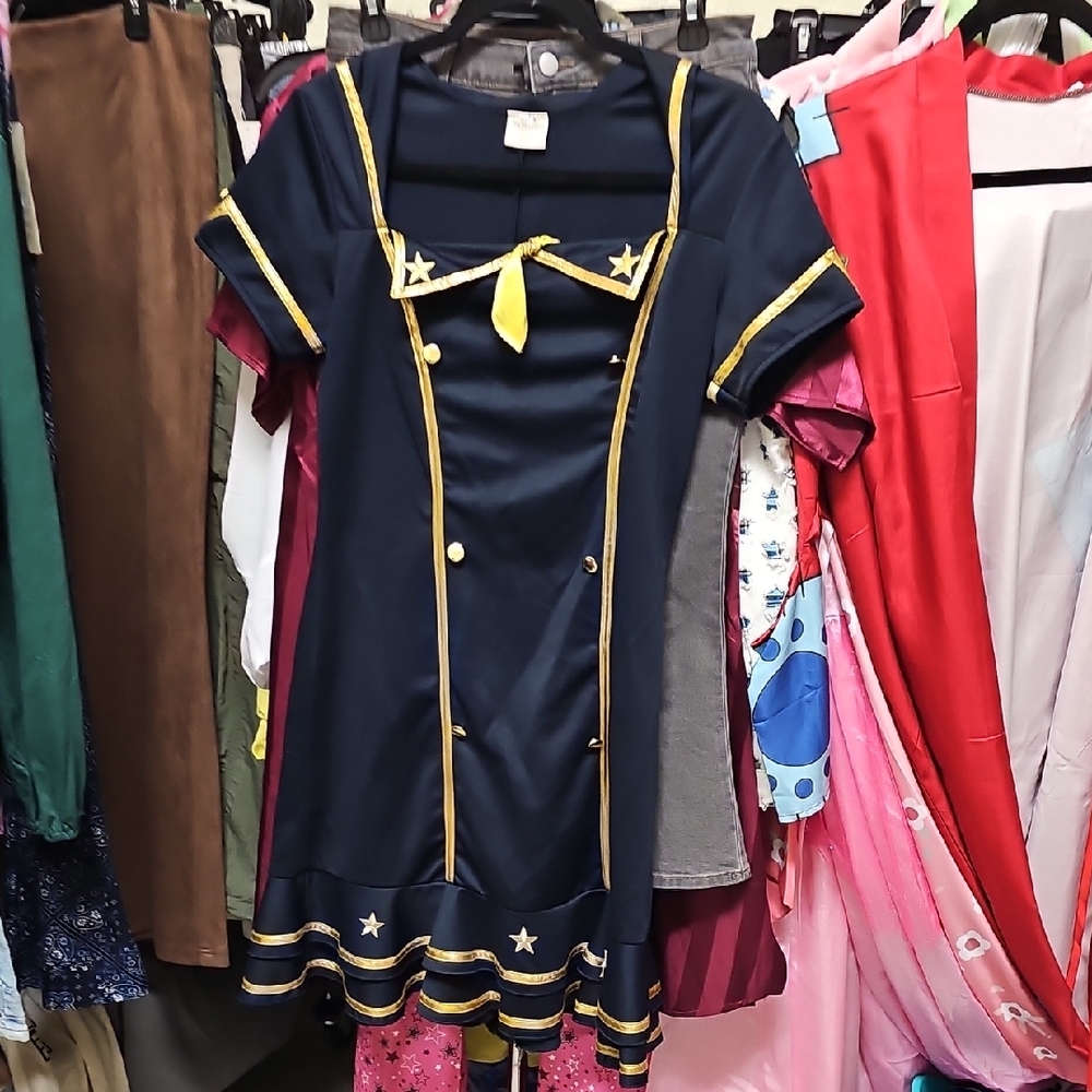 Navy Dress with Gold Accents #395